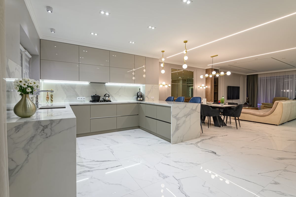 Luxury marble flooring in elegant Pensacola home