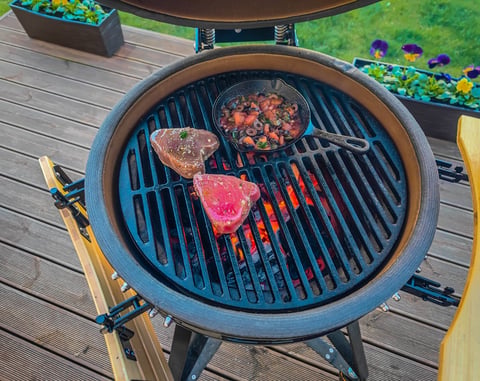 Big Green Egg store showroom featuring kamado grill displays Pensacola FL