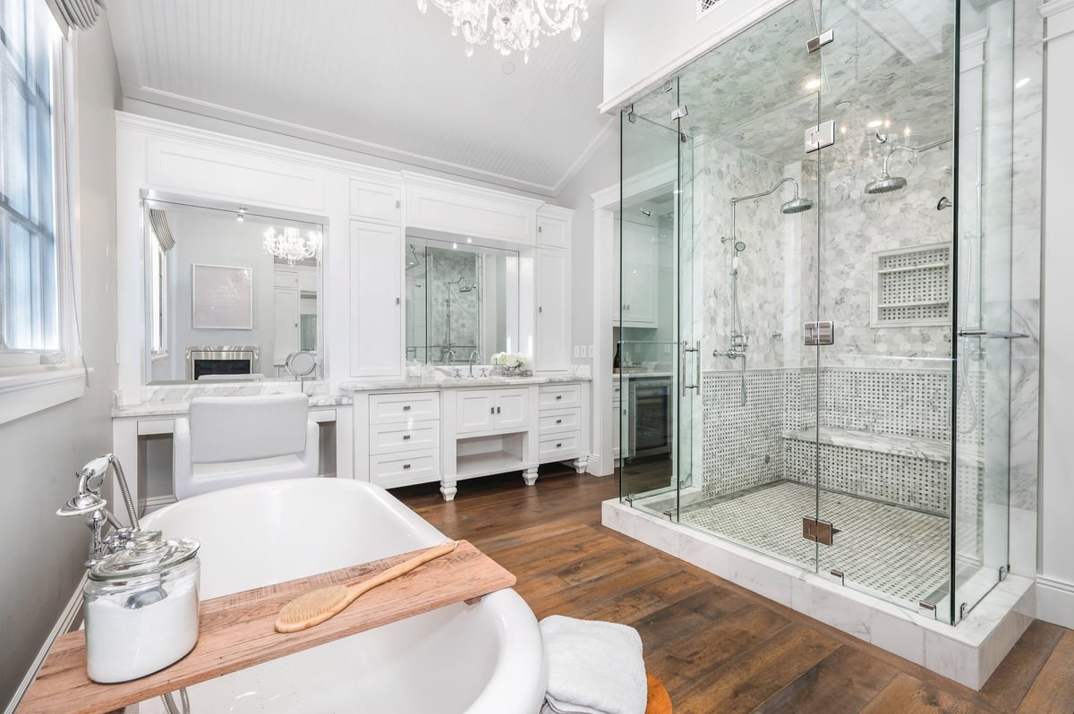 A spacious bathroom in a new construction home